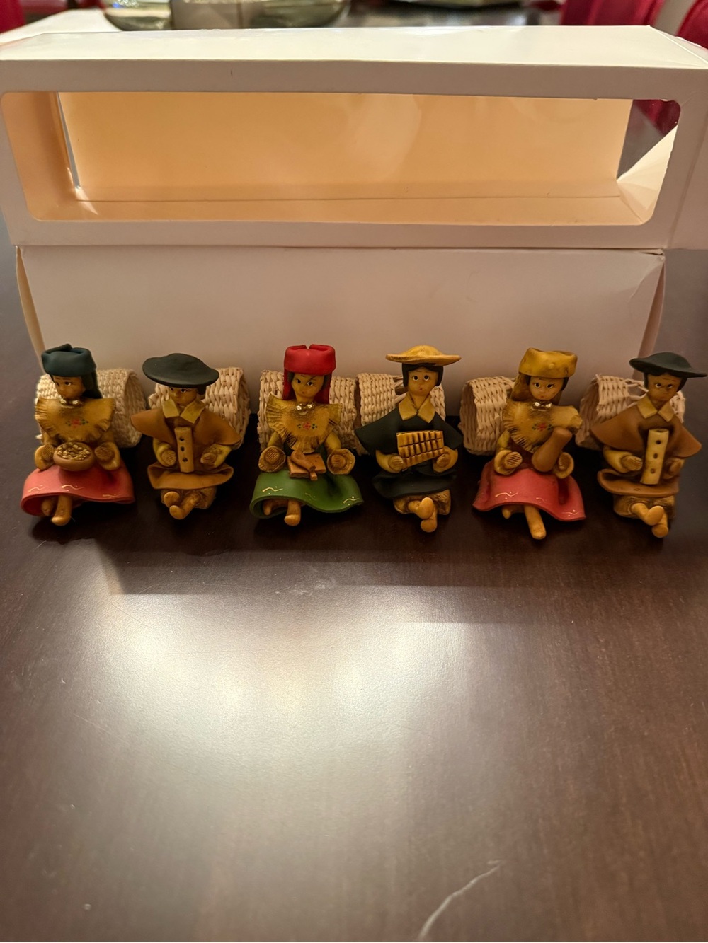 Folk Art Napkin Rings From Ecuador Handcrafted Polymer Clay And Wicker Set Of 6